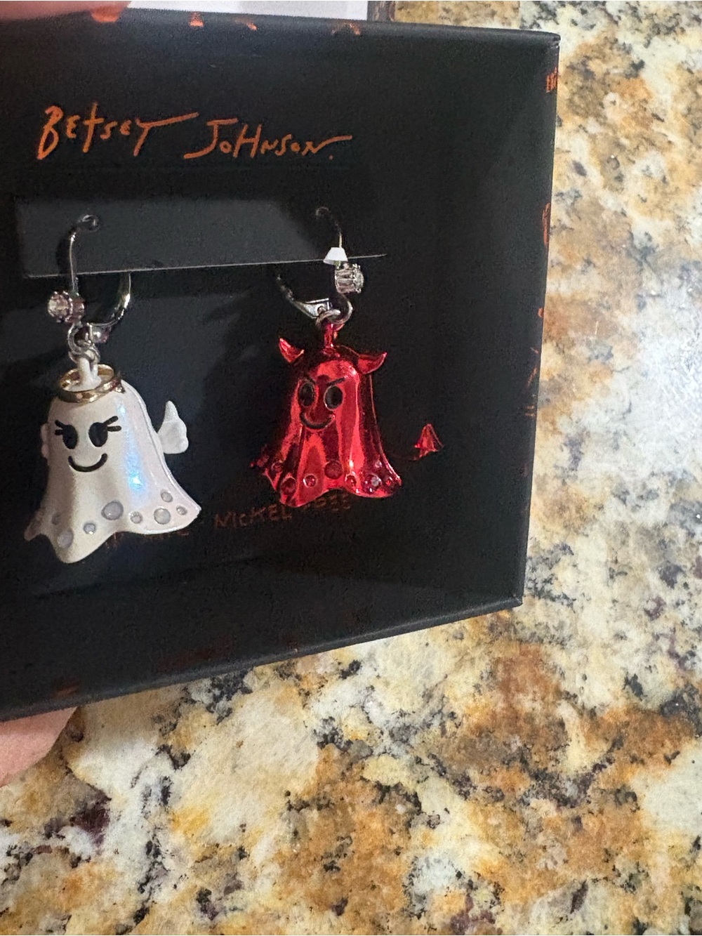 NIB Betsey Johnson Halloween Angel & Devil Ghost Earrings